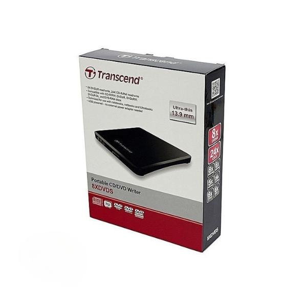 Transcend Portable CD/DVD Writer – Ultra-Slim 8XDVDS-K with USB 2.0 Support
